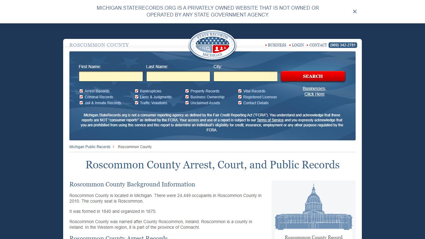 Roscommon County Arrest, Court, and Public Records