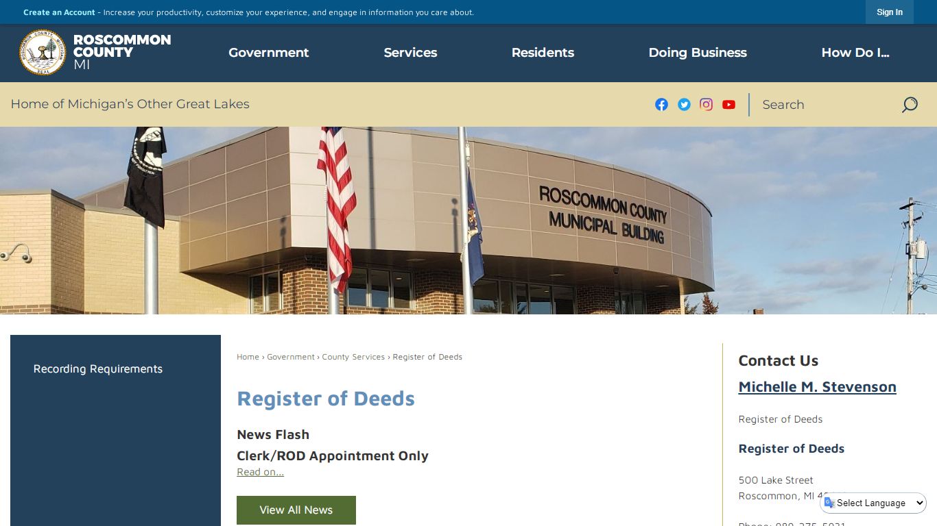 Register of Deeds | Roscommon County, MI